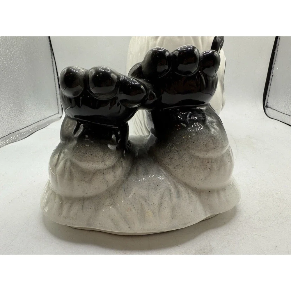 Vintage National Silver Japan Panda Bear Handstand Upside Down Cookie Jar